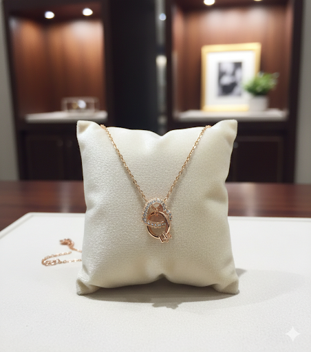 03 Interlocking Infinity Rings Pendant Necklace in Rose Gold FOR GIRLS AND WOMAN - Image 6