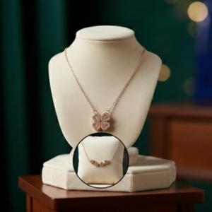 04 Elegant 2-in-1 Magnetic Folding Four-Leaf Clover & Heart Pendant Necklace for girls
