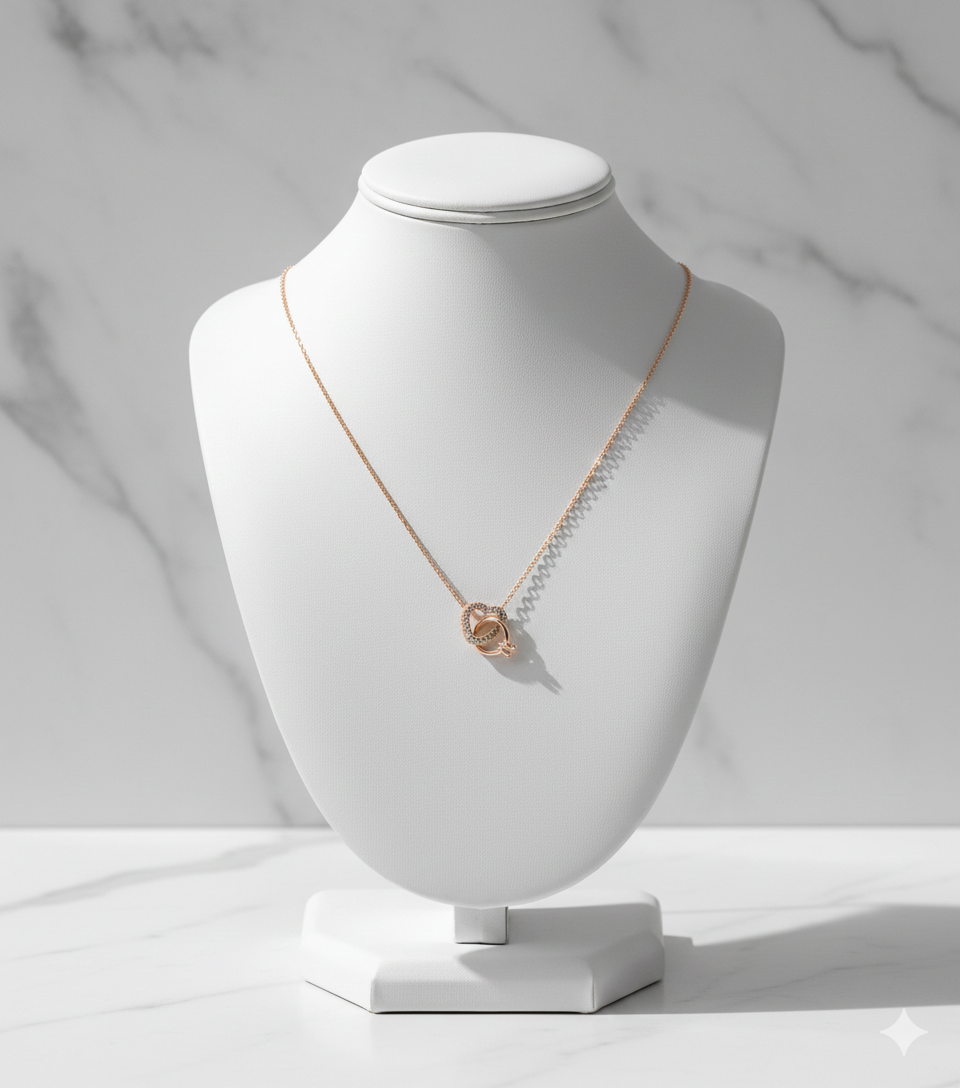 03 Interlocking Infinity Rings Pendant Necklace in Rose Gold FOR GIRLS AND WOMAN - Image 2
