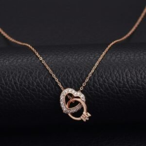 03 Interlocking Infinity Rings Pendant Necklace in Rose Gold FOR GIRLS AND WOMAN