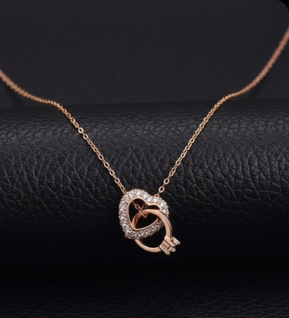 03 Interlocking Infinity Rings Pendant Necklace in Rose Gold FOR GIRLS AND WOMAN
