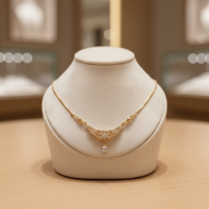 11 18K Yellow Gold Crescent Diamond Necklace – Timeless 18-Inch Pear-Drop Design