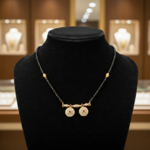 09 Gold-Plated Double Vati Mangalsutra with Ruby & Stone Studded Pendant