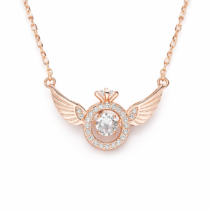 (16) Maison Aura 18" Rose Gold Winged Radiance Dancing Stone Pendant Necklace